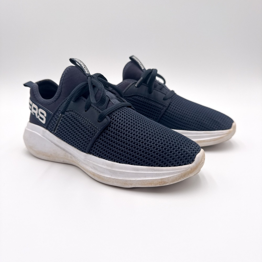 SKETCHERS Youth US 3.5‎ Navy Blue White GOrun Fast Valor Athletic Sneakers - Picture 3 of 7